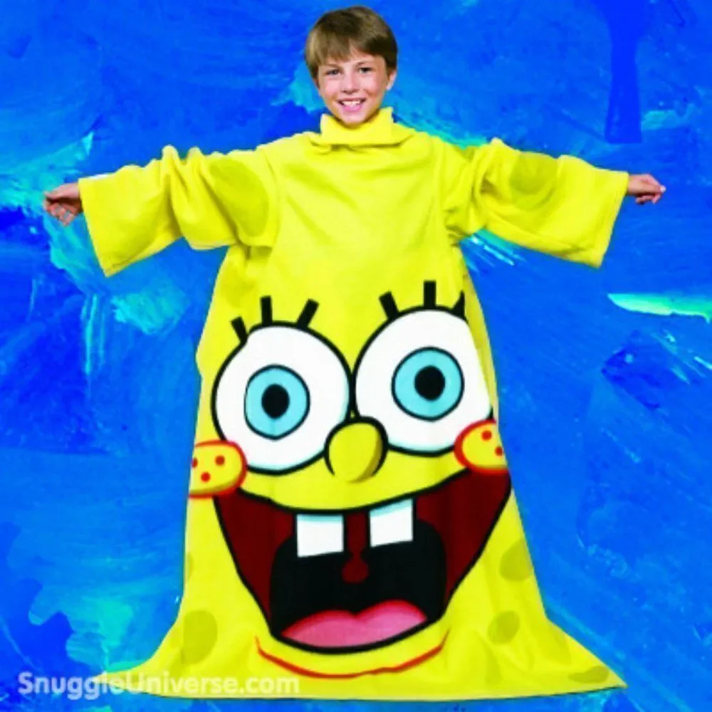 𝅺SPONGEBOB Snuggie Wearable Blanket with Arms FOR KIDS